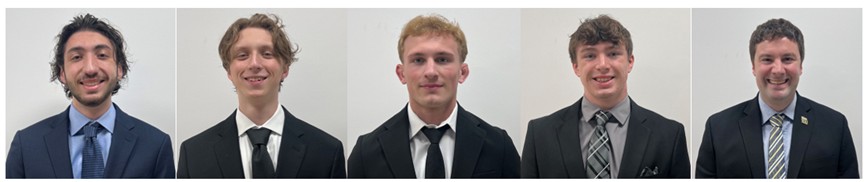 A strip of headshots of men in suits and ties